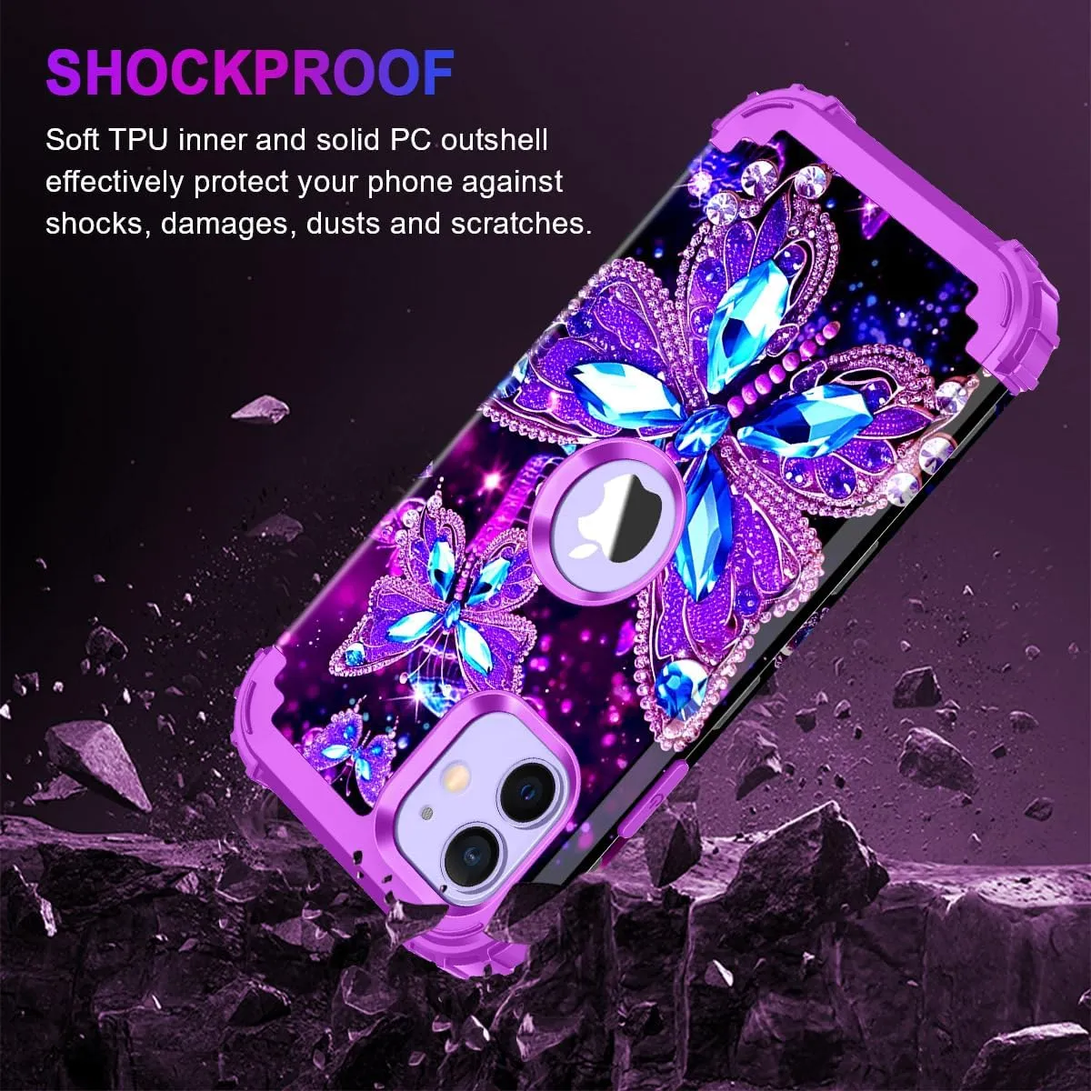 iPhone 16 Case Glow The Dark Three Layer Heavy Duty Shockproof Protection Hard Plastic Bumper Soft Silicone Case
