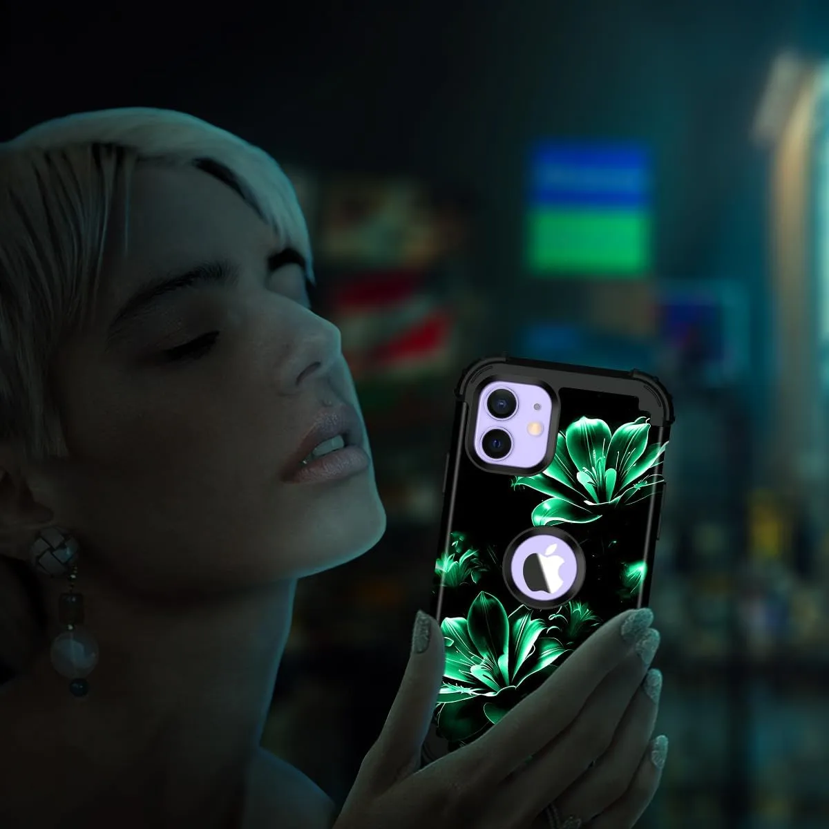 iPhone 16 Case Glow The Dark Three Layer Heavy Duty Shockproof Protection Hard Plastic Bumper Soft Silicone Case