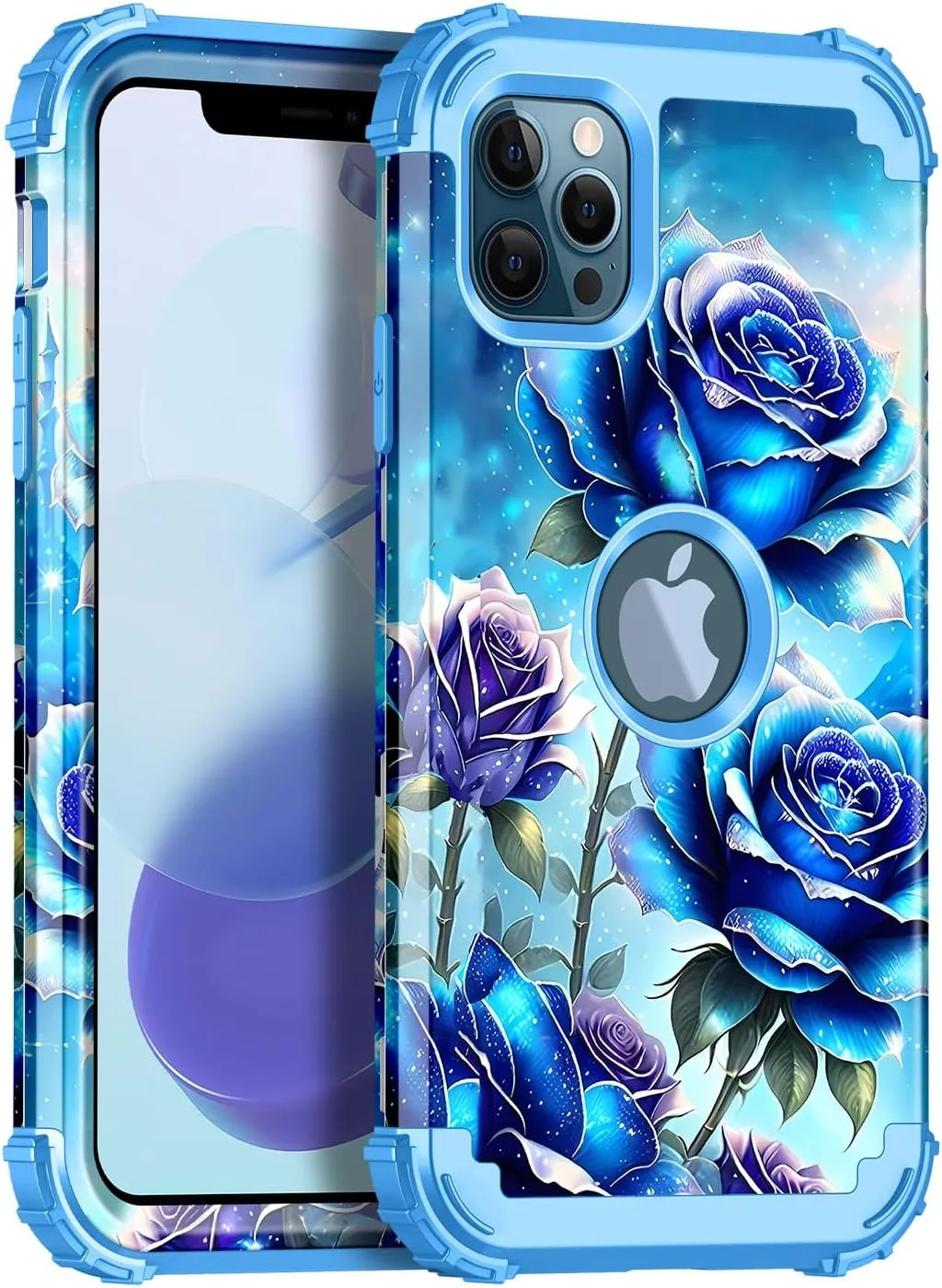 iPhone 16 Case Glow The Dark Three Layer Heavy Duty Shockproof Protection Hard Plastic Bumper Soft Silicone Case