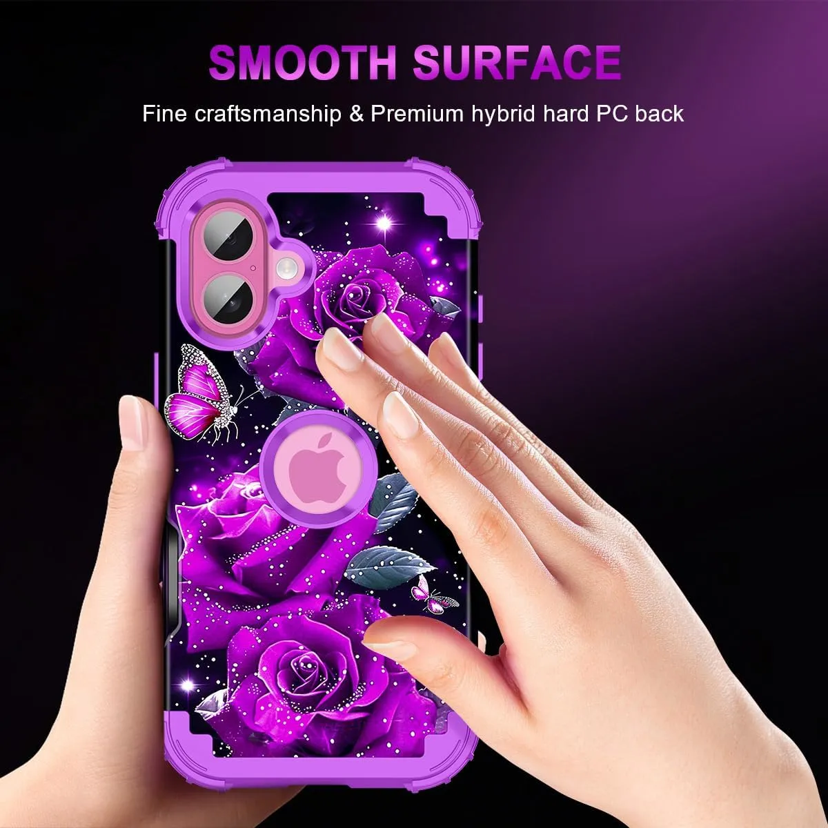 iPhone 16 Case Glow The Dark Three Layer Heavy Duty Shockproof Protection Hard Plastic Bumper Soft Silicone Case