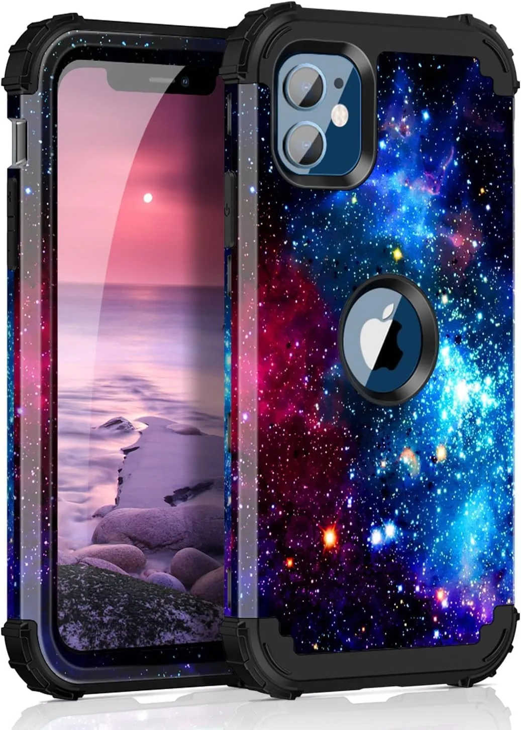 iPhone 16 Case Glow The Dark Three Layer Heavy Duty Shockproof Protection Hard Plastic Bumper Soft Silicone Case