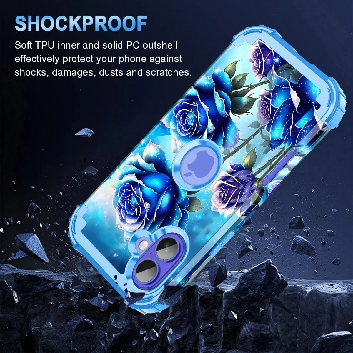 iPhone 16 Case Glow The Dark Three Layer Heavy Duty Shockproof Protection Hard Plastic Bumper Soft Silicone Case
