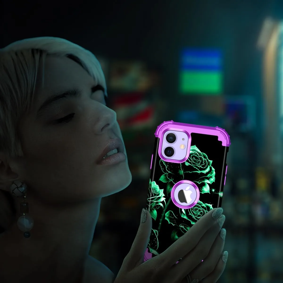 iPhone 16 Case Glow The Dark Three Layer Heavy Duty Shockproof Protection Hard Plastic Bumper Soft Silicone Case