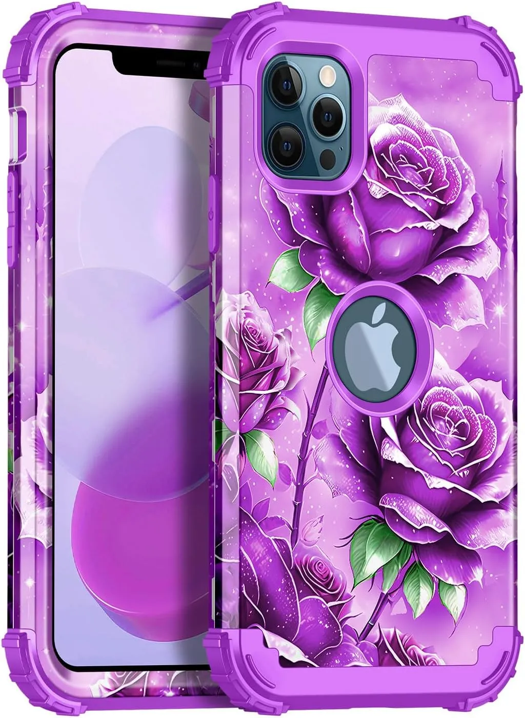 iPhone 16 Case Glow The Dark Three Layer Heavy Duty Shockproof Protection Hard Plastic Bumper Soft Silicone Case