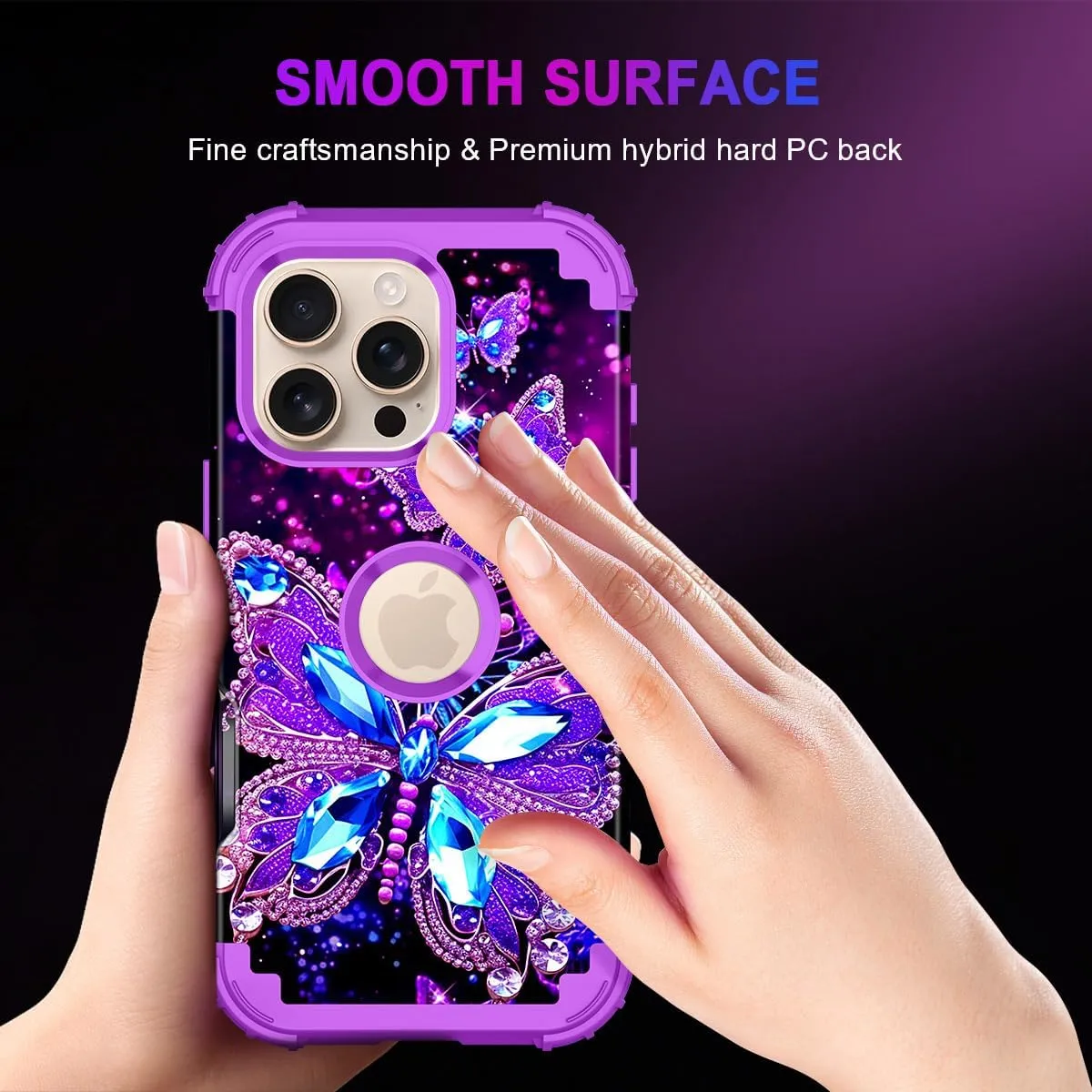 iPhone 16 Case Glow The Dark Three Layer Heavy Duty Shockproof Protection Hard Plastic Bumper Soft Silicone Case