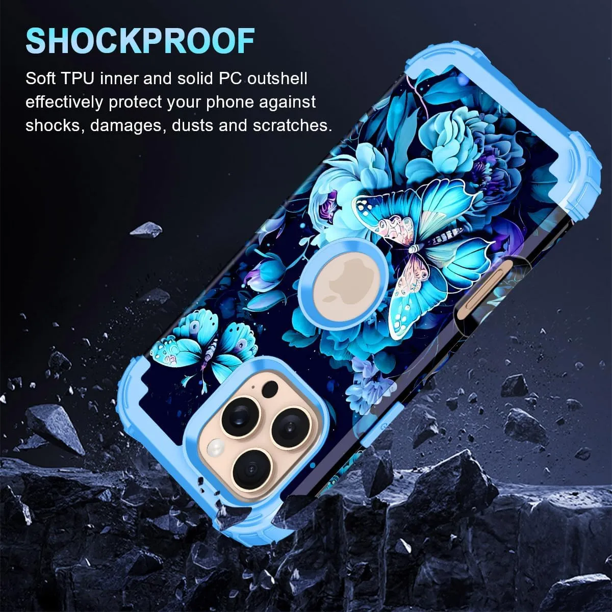 iPhone 16 Case Glow The Dark Three Layer Heavy Duty Shockproof Protection Hard Plastic Bumper Soft Silicone Case