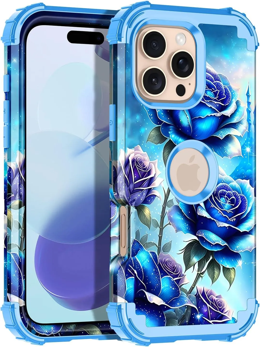 iPhone 16 Case Glow The Dark Three Layer Heavy Duty Shockproof Protection Hard Plastic Bumper Soft Silicone Case