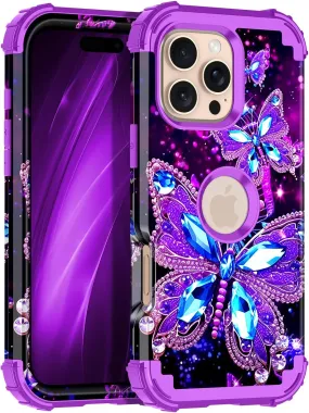 iPhone 16 Case Glow The Dark Three Layer Heavy Duty Shockproof Protection Hard Plastic Bumper Soft Silicone Case