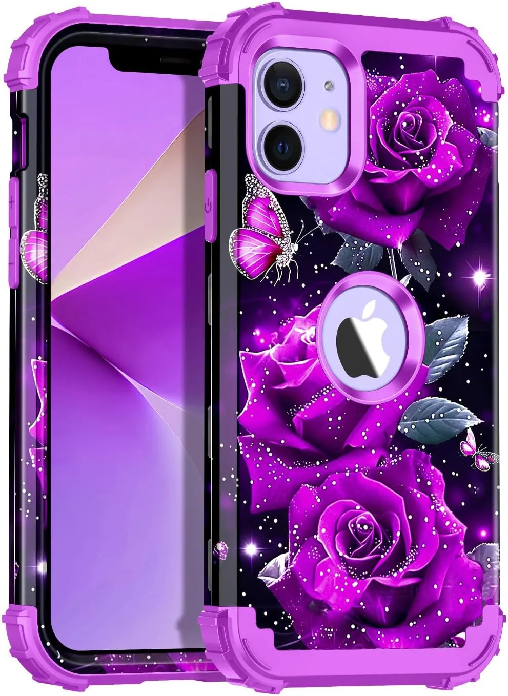 iPhone 16 Case Glow The Dark Three Layer Heavy Duty Shockproof Protection Hard Plastic Bumper Soft Silicone Case