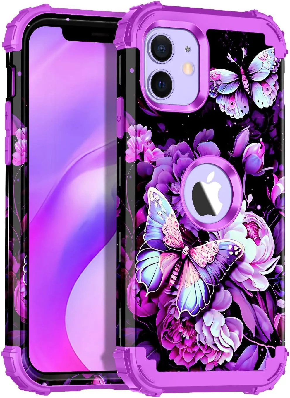 iPhone 16 Case Glow The Dark Three Layer Heavy Duty Shockproof Protection Hard Plastic Bumper Soft Silicone Case