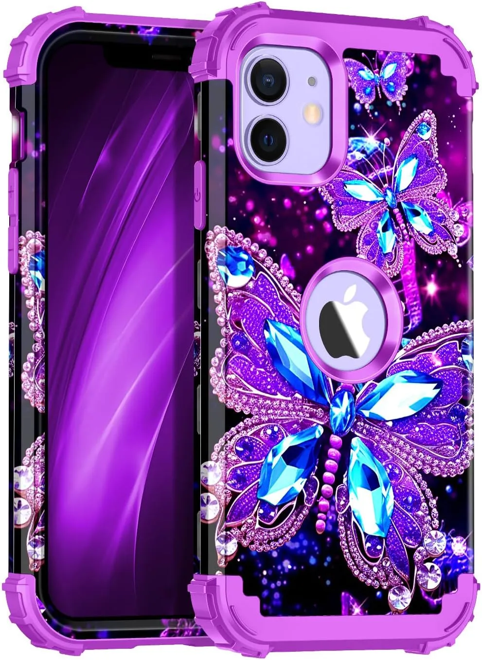 iPhone 16 Case Glow The Dark Three Layer Heavy Duty Shockproof Protection Hard Plastic Bumper Soft Silicone Case