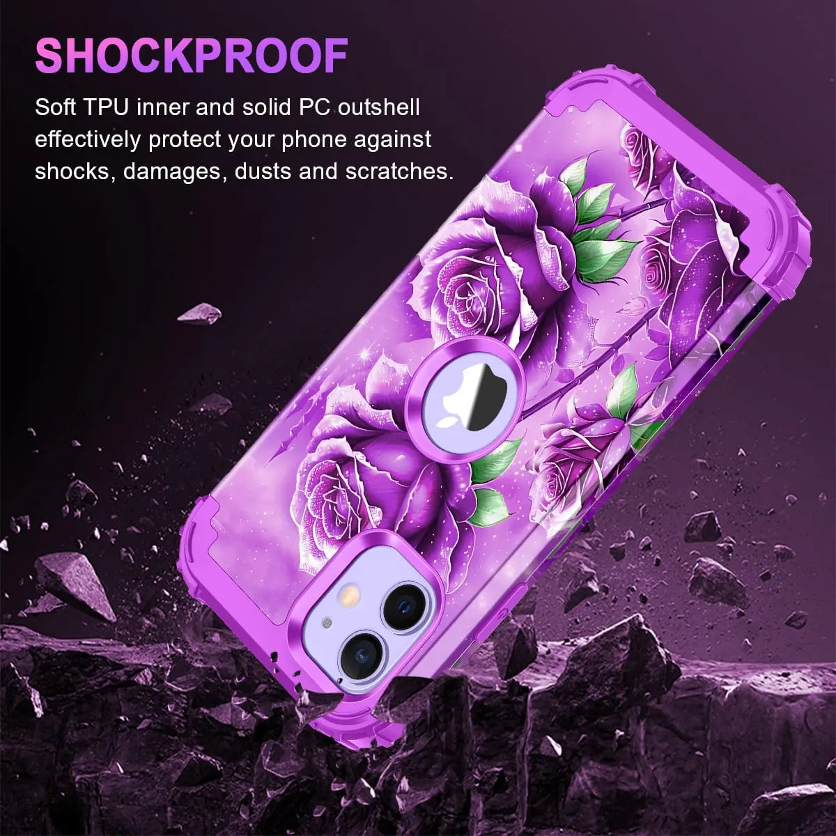 iPhone 16 Case Glow The Dark Three Layer Heavy Duty Shockproof Protection Hard Plastic Bumper Soft Silicone Case