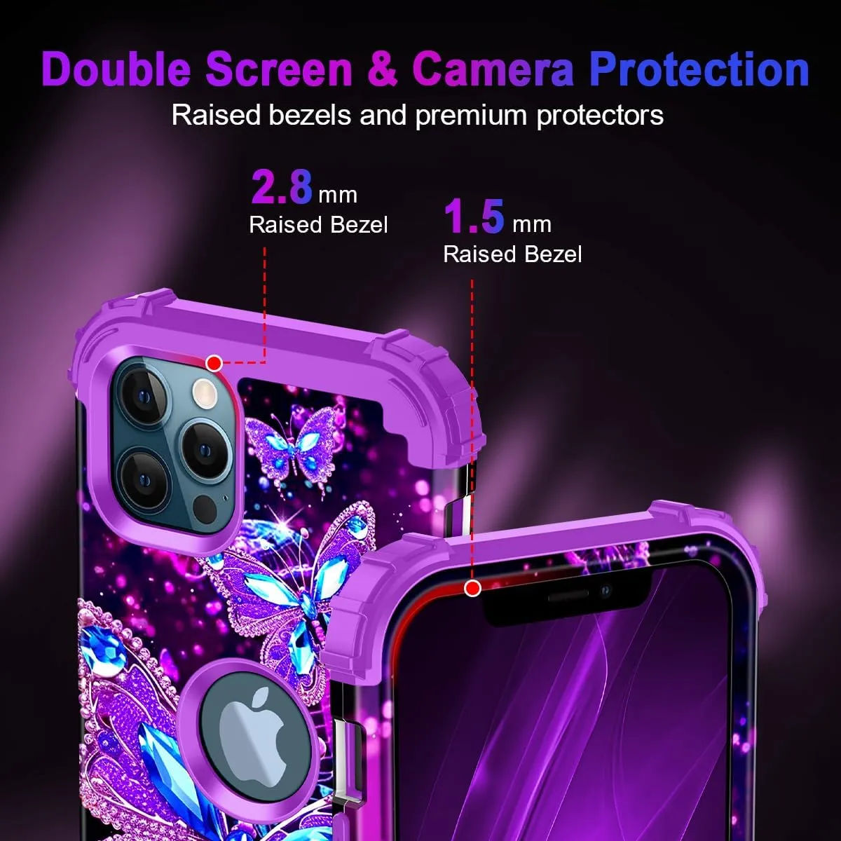 iPhone 16 Case Glow The Dark Three Layer Heavy Duty Shockproof Protection Hard Plastic Bumper Soft Silicone Case