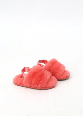 Kids Girl Fur Slippers,Dark Peach