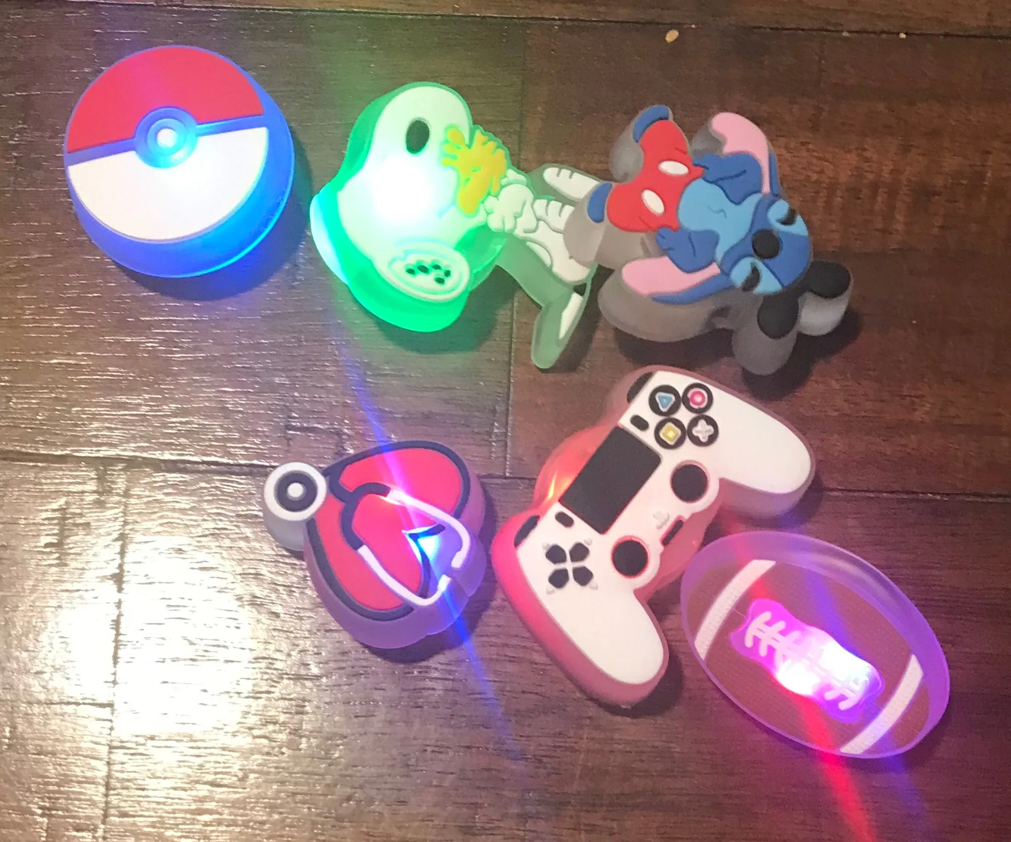 LED shoe charms letters and more-lights up, mushroom, snowman, cone, cat, cake