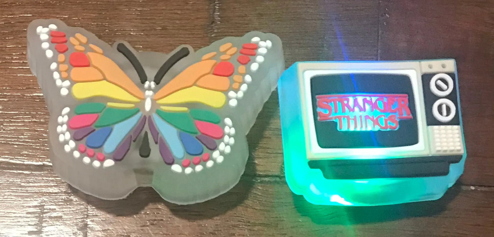 LED shoe charms letters and more-lights up, mushroom, snowman, cone, cat, cake
