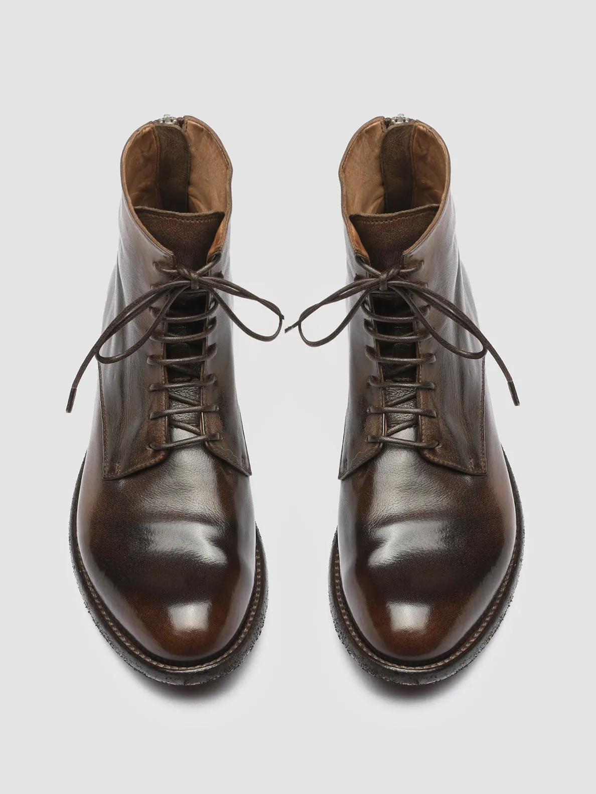 LEXIKON 123 - Brown Zipped Leather Ankle Boots