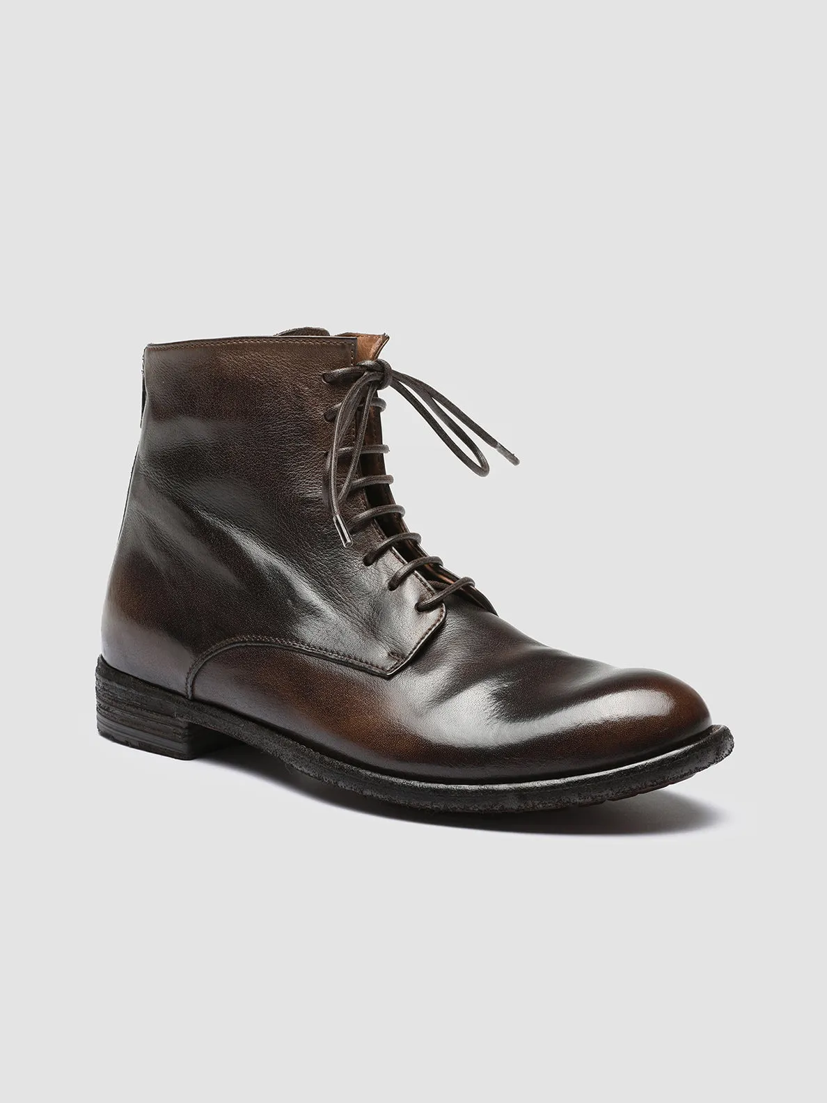 LEXIKON 123 - Brown Zipped Leather Ankle Boots