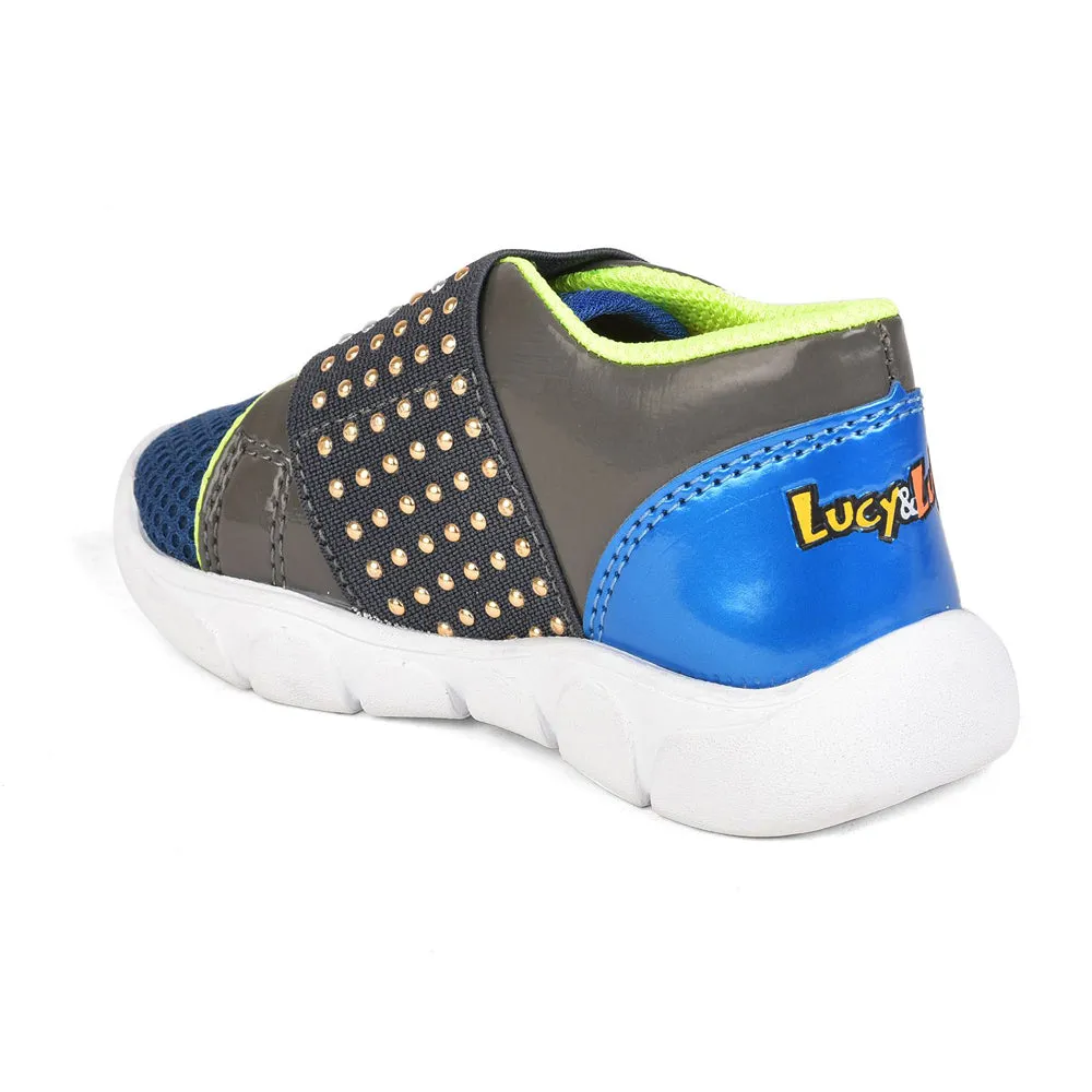 Lucy & Luke Casual Blue Non Lacing Shoes For Kids FLYNN-25 By Liberty