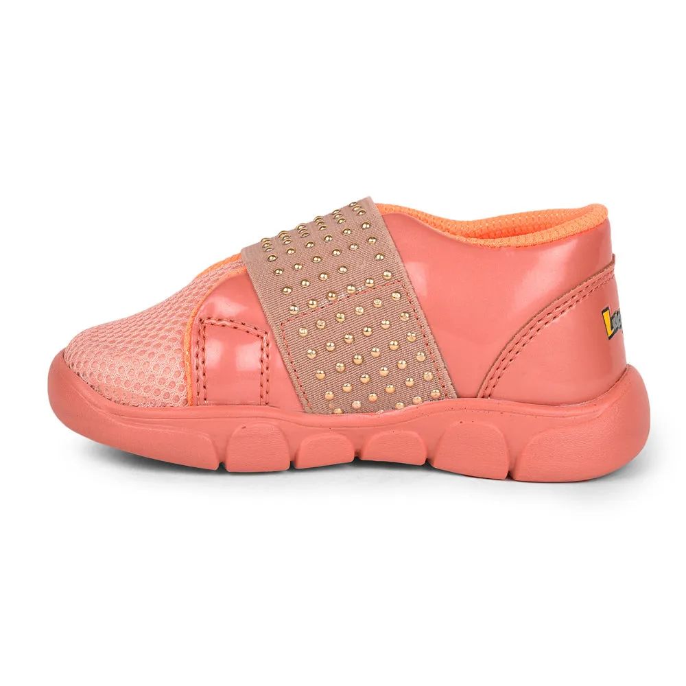 Lucy & Luke Casual Peach Non Lacing Shoes For Kids FLYNN-25 By Liberty