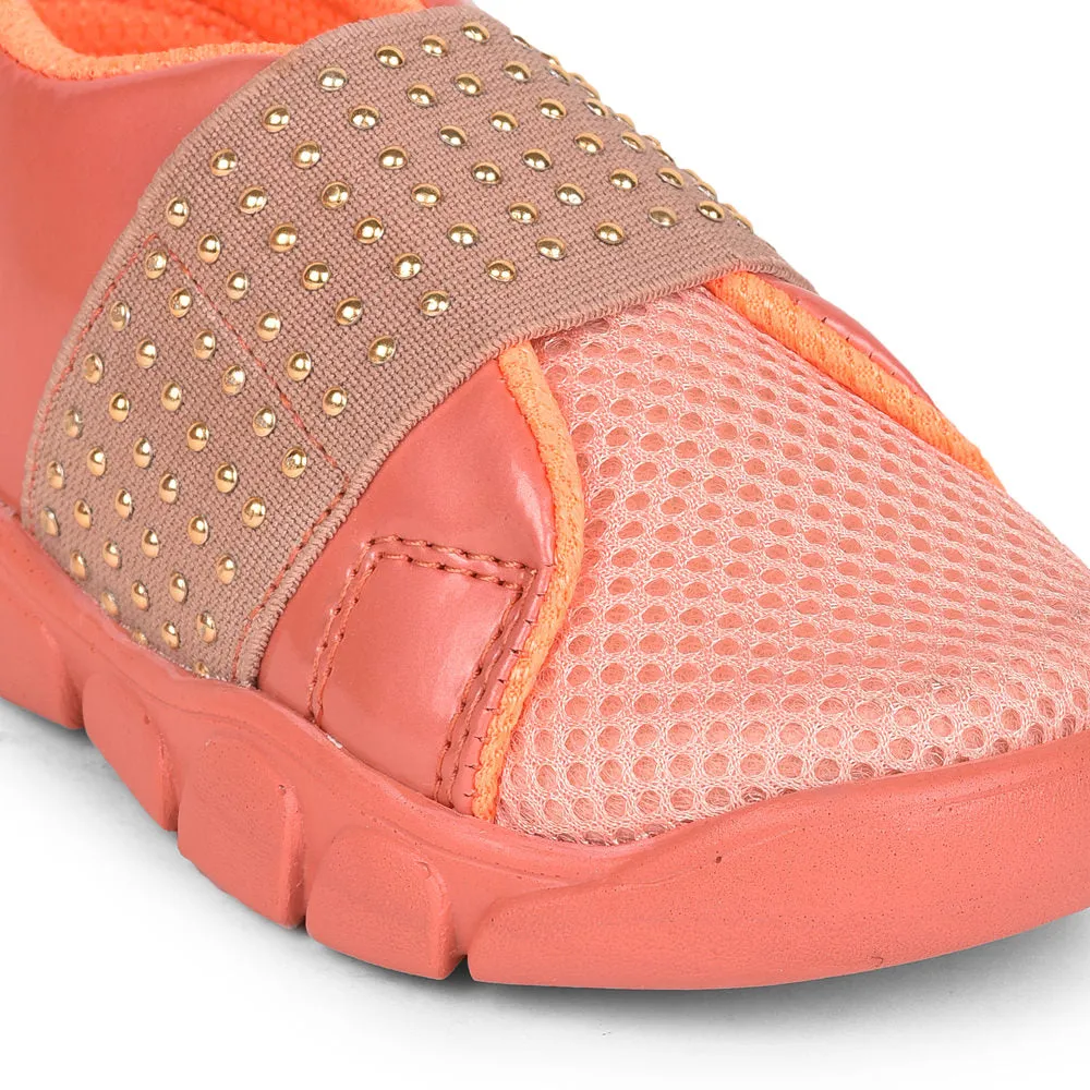 Lucy & Luke Casual Peach Non Lacing Shoes For Kids FLYNN-25 By Liberty