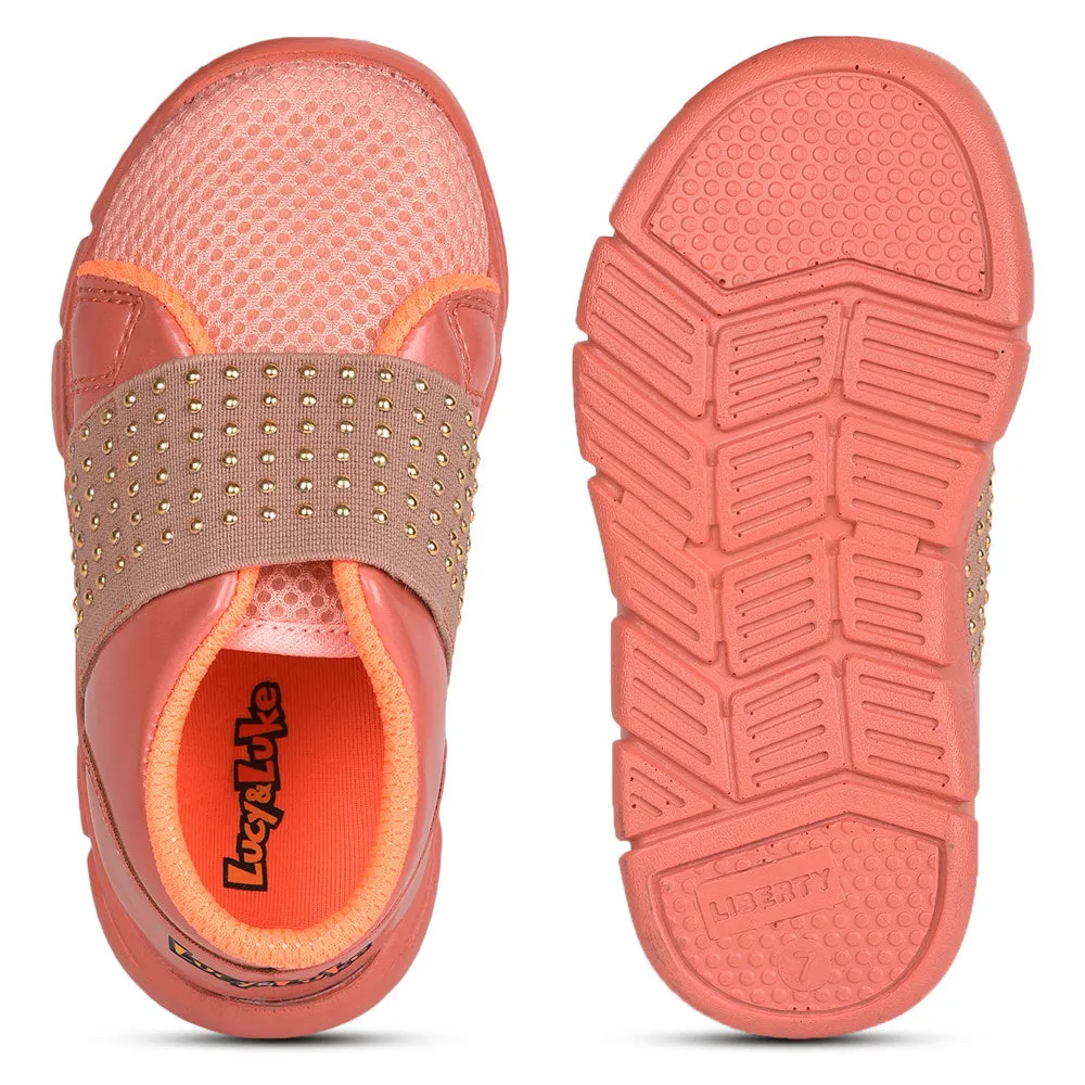 Lucy & Luke Casual Peach Non Lacing Shoes For Kids FLYNN-25 By Liberty