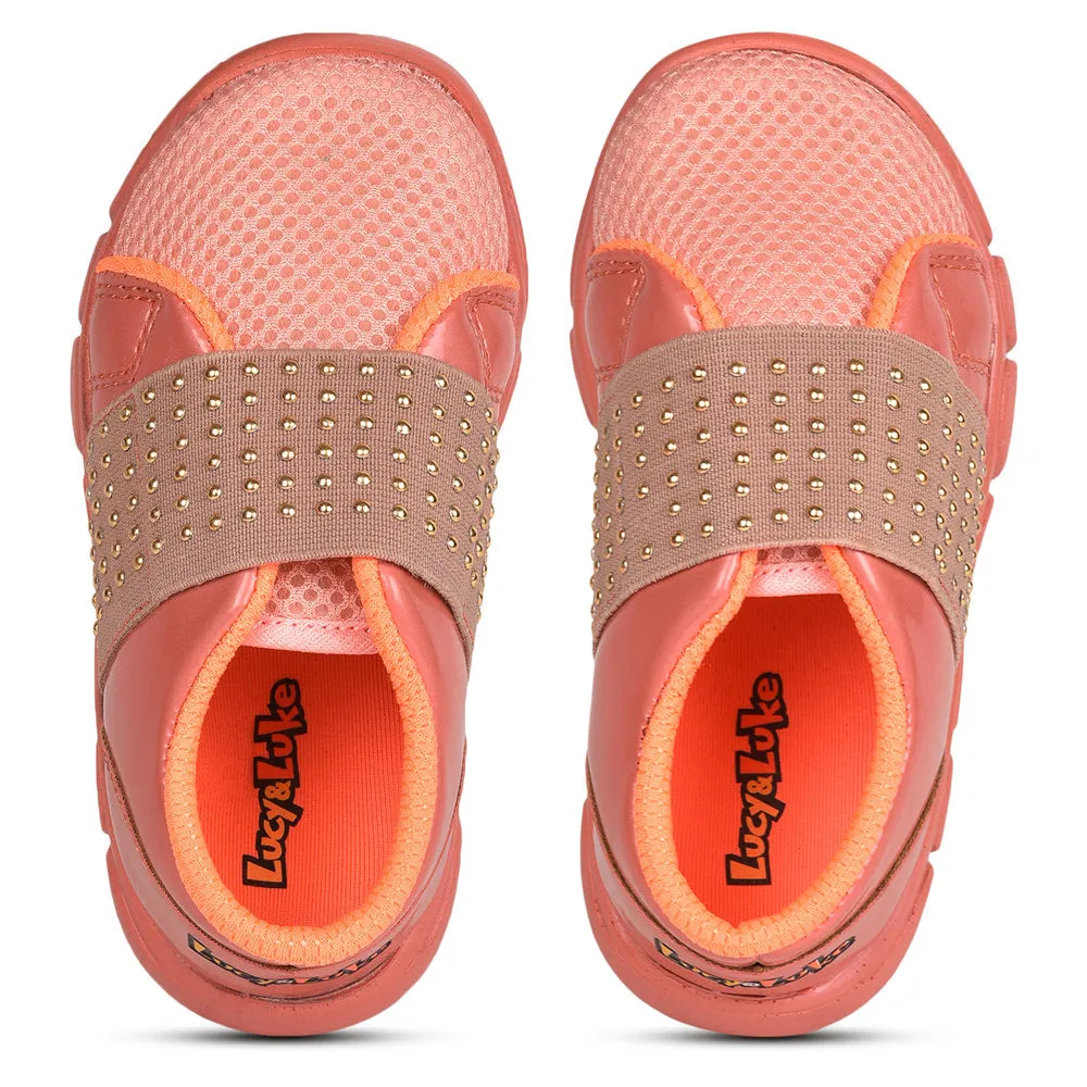 Lucy & Luke Casual Peach Non Lacing Shoes For Kids FLYNN-25 By Liberty