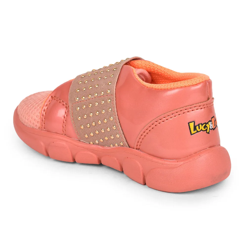 Lucy & Luke Casual Peach Non Lacing Shoes For Kids FLYNN-25 By Liberty