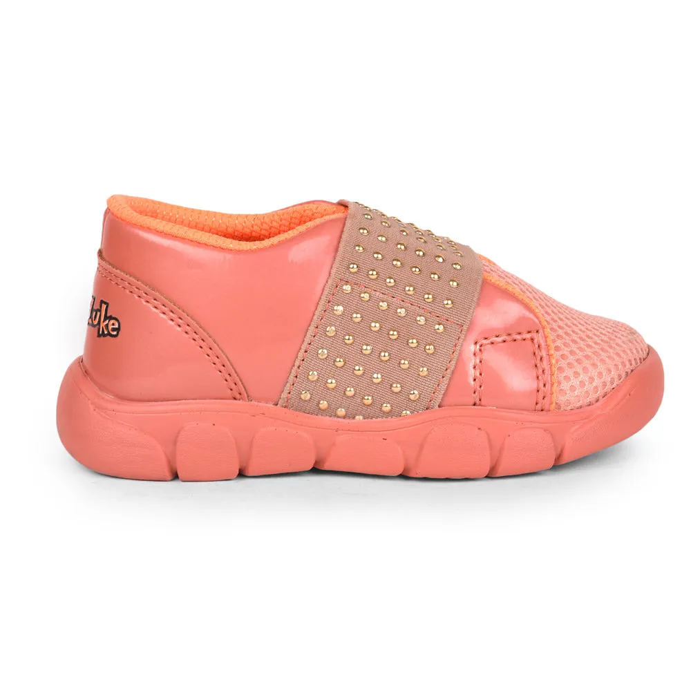 Lucy & Luke Casual Peach Non Lacing Shoes For Kids FLYNN-25 By Liberty