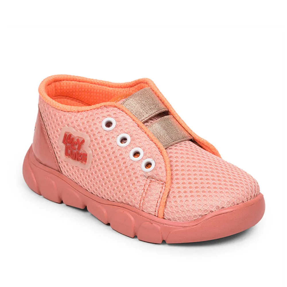 Lucy & Luke Casual Peach Non Lacing Shoes For Kids FLYNN-26 By Liberty