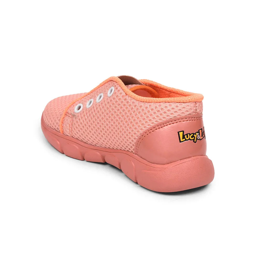 Lucy & Luke Casual Peach Non Lacing Shoes For Kids FLYNN-26 By Liberty