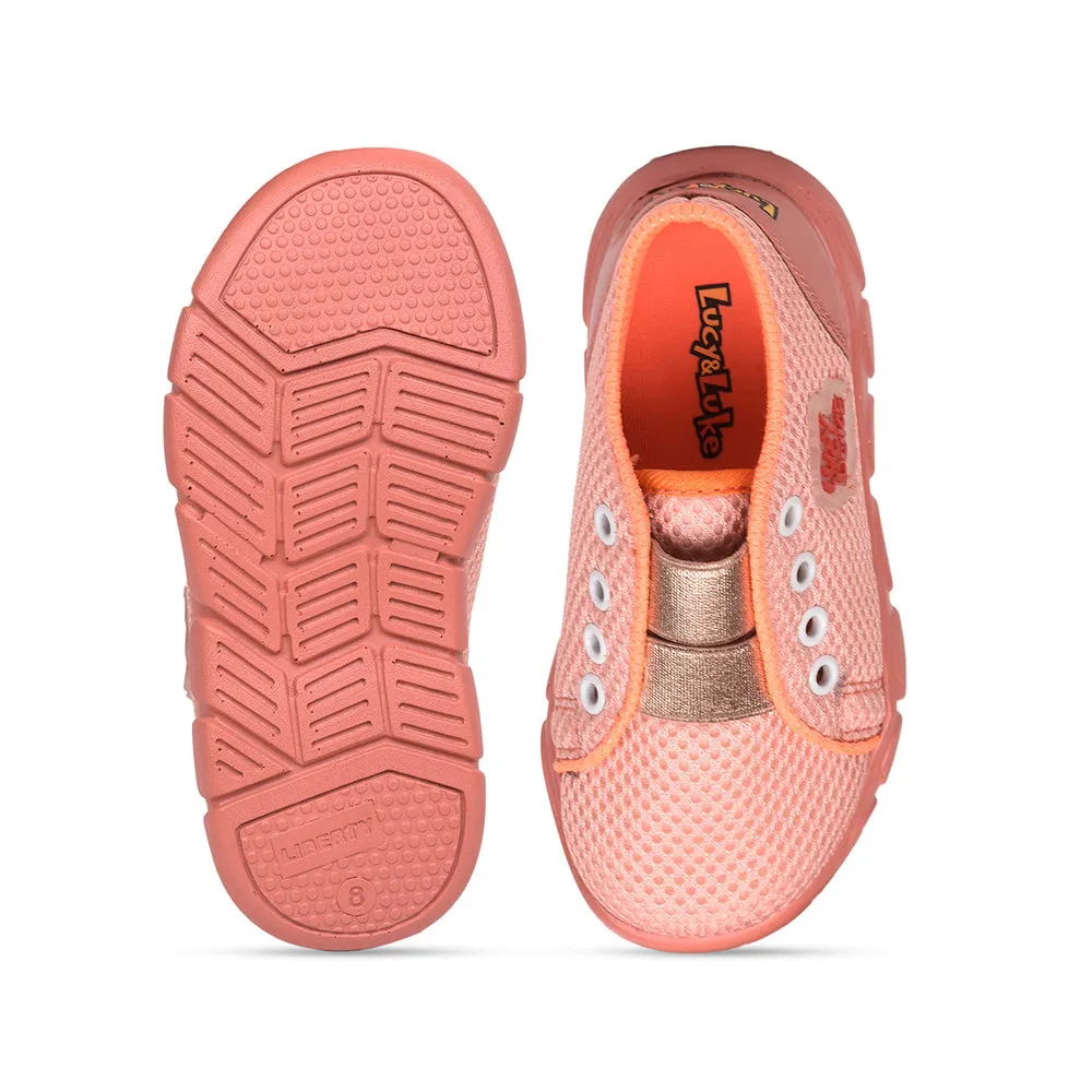 Lucy & Luke Casual Peach Non Lacing Shoes For Kids FLYNN-26 By Liberty