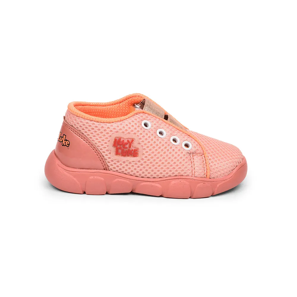 Lucy & Luke Casual Peach Non Lacing Shoes For Kids FLYNN-26 By Liberty