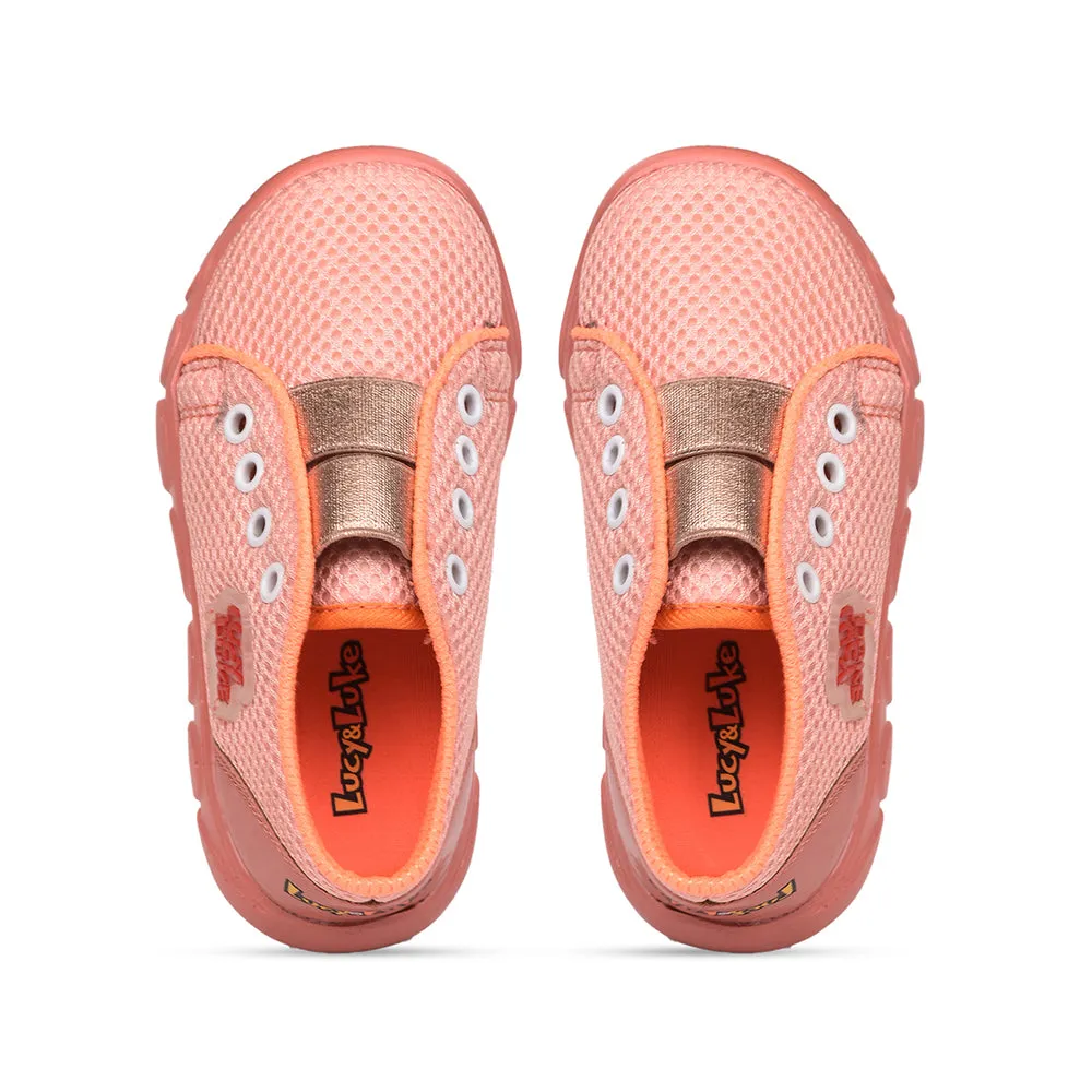 Lucy & Luke Casual Peach Non Lacing Shoes For Kids FLYNN-26 By Liberty