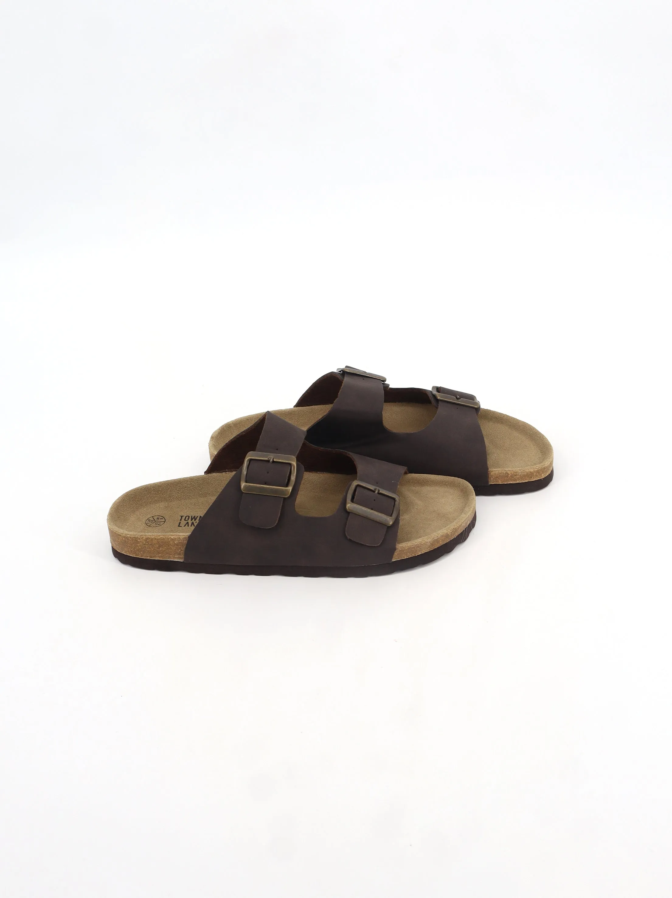 Men's Adjustable Buckle Slides,Dark Brown