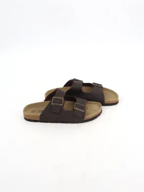 Men's Adjustable Buckle Slides,Dark Brown