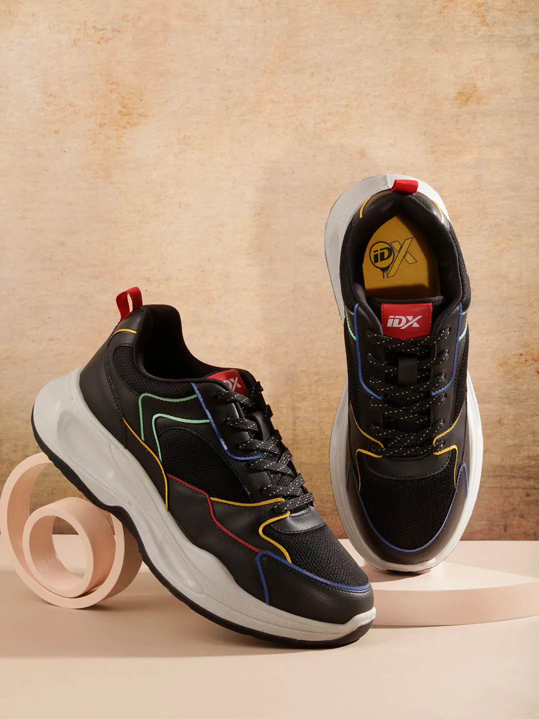 Men's Black Spectrum Lace Up Sneakers (IX1066)