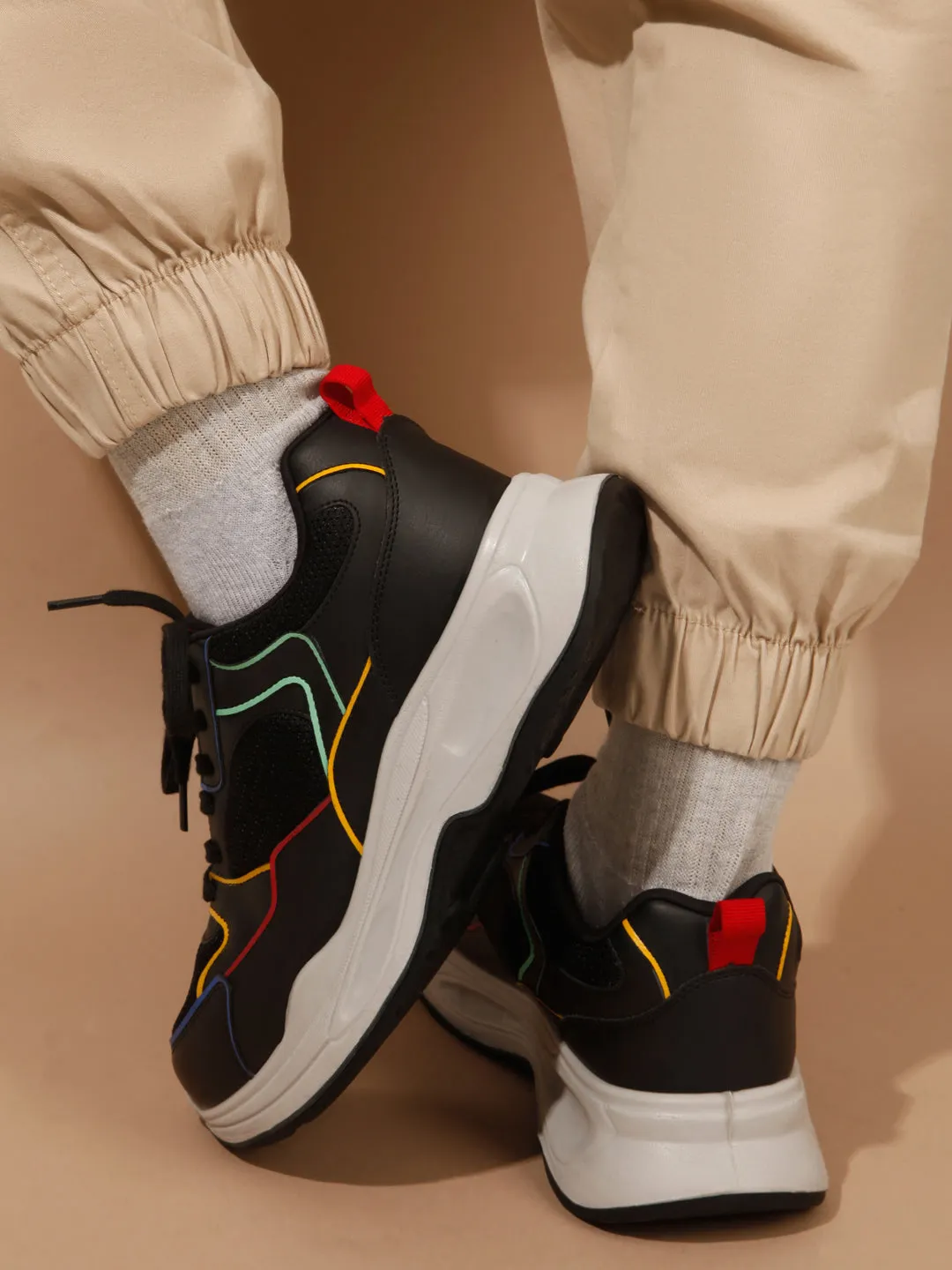 Men's Black Spectrum Lace Up Sneakers (IX1066)