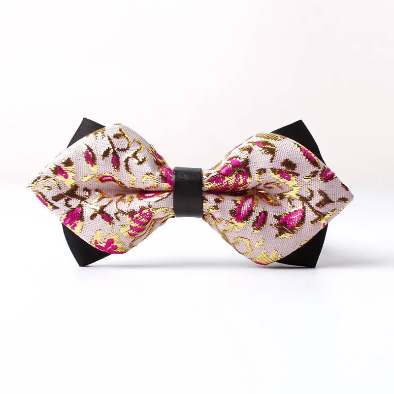Men's Gold Hue Paisley Pointed Bow Tie