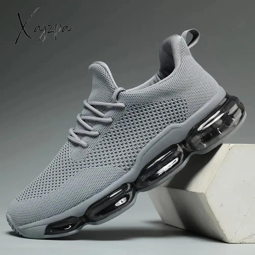 Mens Low-Top Casual Sports Sneakers - Breathable Woven Fabric Upper, Cushioned Air Sole, Non-Slip Rubber Outsole, Lace-Up Closure, Round Toe, Comfortable Fabric Insole, Perfect for Gym, Daily, and Casual Wear
