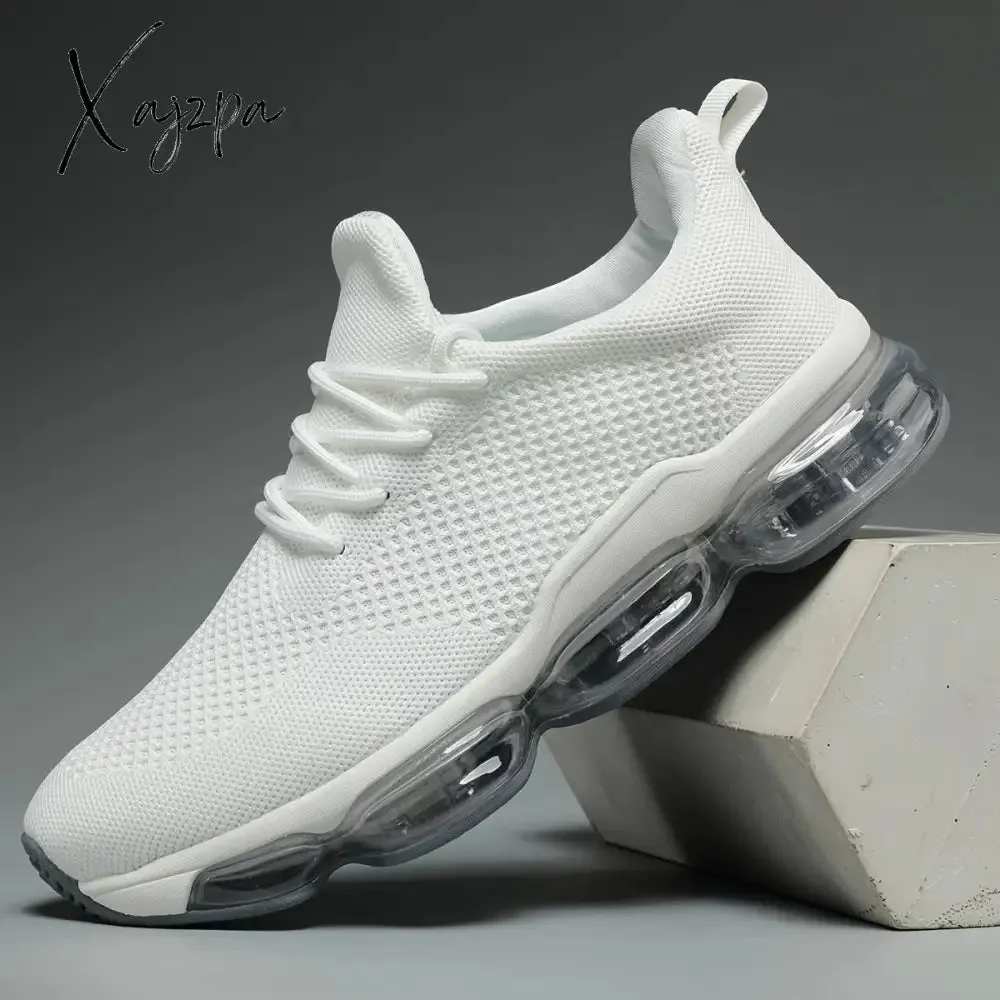 Mens Low-Top Casual Sports Sneakers - Breathable Woven Fabric Upper, Cushioned Air Sole, Non-Slip Rubber Outsole, Lace-Up Closure, Round Toe, Comfortable Fabric Insole, Perfect for Gym, Daily, and Casual Wear