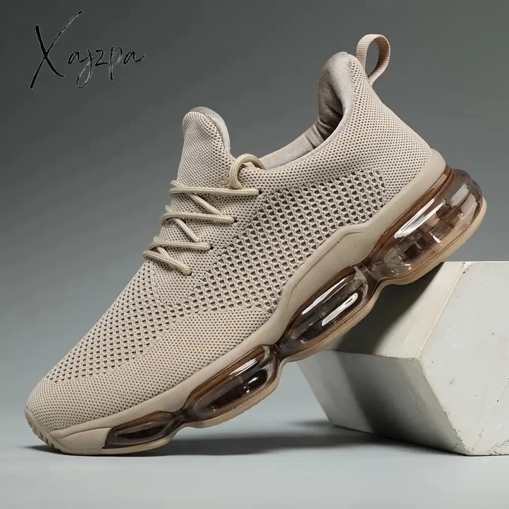 Mens Low-Top Casual Sports Sneakers - Breathable Woven Fabric Upper, Cushioned Air Sole, Non-Slip Rubber Outsole, Lace-Up Closure, Round Toe, Comfortable Fabric Insole, Perfect for Gym, Daily, and Casual Wear