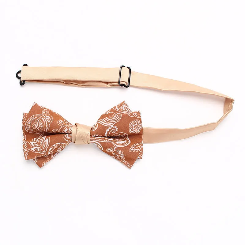 Men's Orange Paisley Floral Pattern Bow Tie