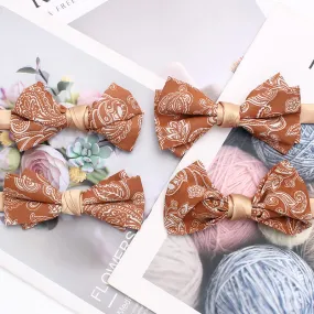 Men's Orange Paisley Floral Pattern Bow Tie