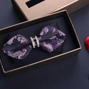 Men's Purple Maple Leaves Pointed Bow Tie