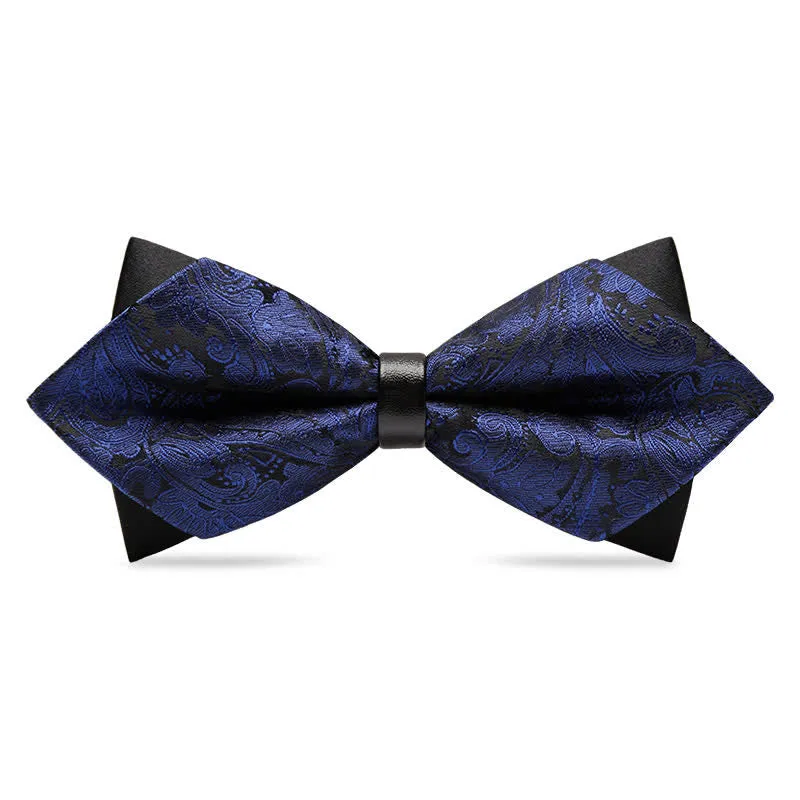 Men's Stalish Paisley Double Layers Pionted Bow Tie