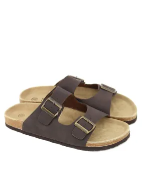 Men's Suede Slide,Dark Brown