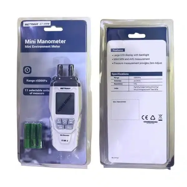 Metravi ET-99P Differential Pressure Manometer, Pressure from -5000Pa to  5000Pa.