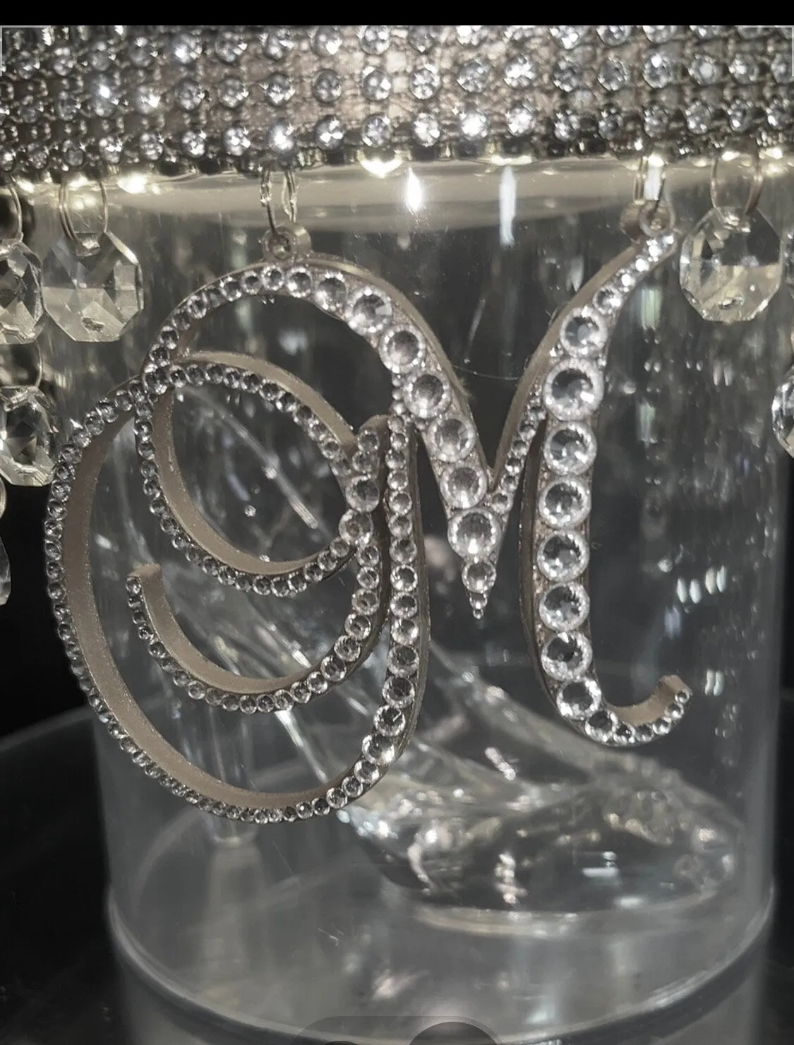 Monogram Glass slipper cake separator, shoe wedding cake separator 8" cake divider by Crystal wedding uk