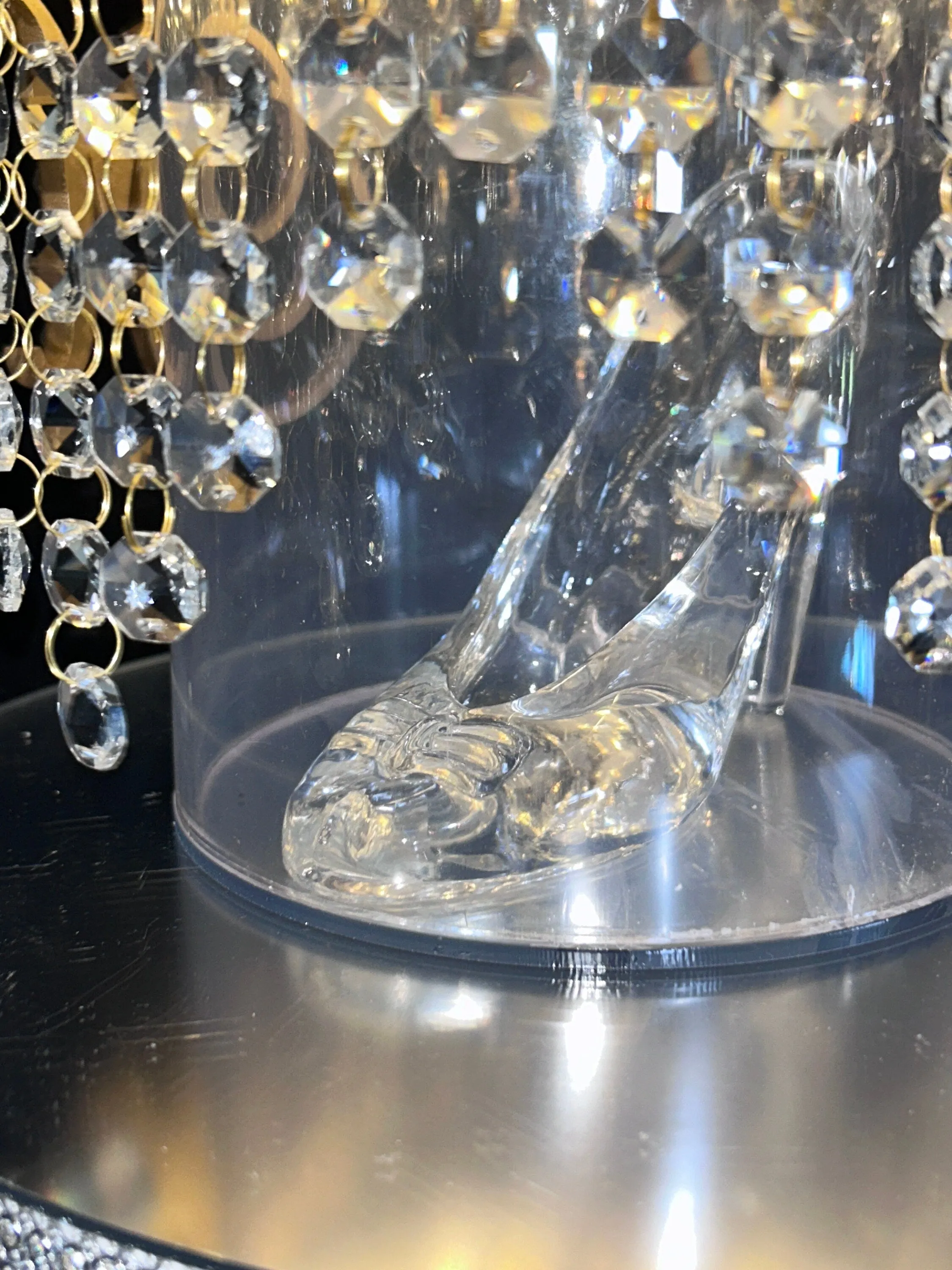 Monogram Glass slipper cake separator, shoe wedding cake separator 8" cake divider by Crystal wedding uk